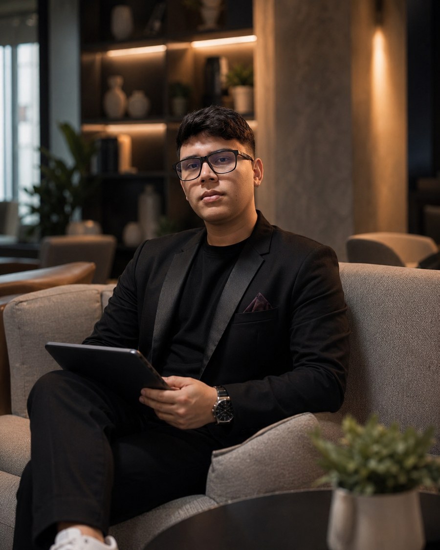 Erick Barraza trabajando